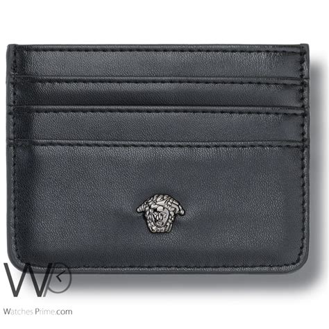 nwt versace black leather wallet|Versace card holder.